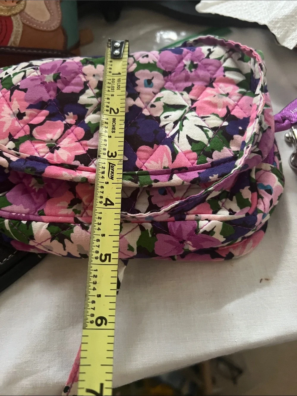 Vera Bradley Quilted Floral Cosmetic Bag in Purple and Pink